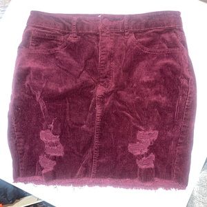 Burgundy Corduroy Midi skirt